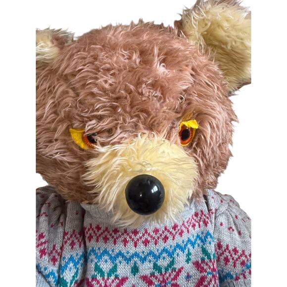 Vintage 1980s Well-Made Toy “Happiness Aid” Teddy Bear 30” Jumbo Plush Sweater - Picture 5 of 6